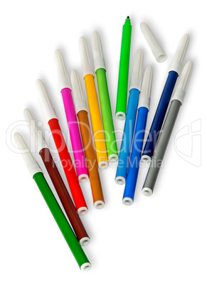 Scattered colored felt tip pens