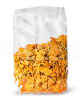 Sealed package of cornflakes vertically