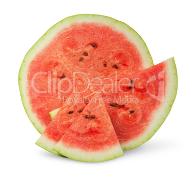 Several slices of watermelon different size