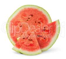 Several slices of watermelon different size