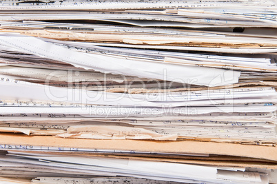 Side View Of  Chaotic Old File Stack