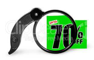 Sign with discount and magnifying glass