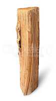 Single log of firewood vertically