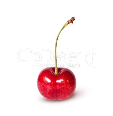 Single red juicy sweet cherries