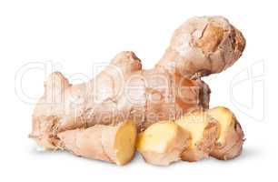Sliced and whole ginger root