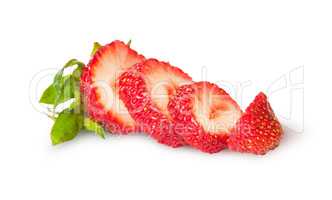 Sliced fresh juicy strawberries rotated
