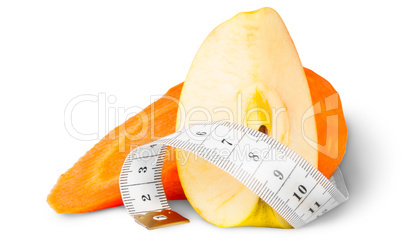 Slices Carrot With Apple And Sewing Measuring