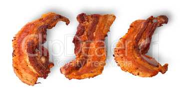 Slices of bacon grilled rotated