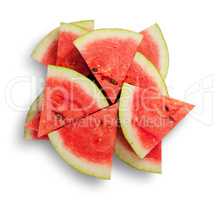 Slices of watermelon in a chaotic stack