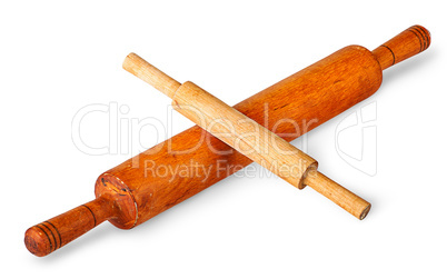 Small and large rolling pin crosswise