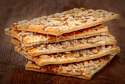 Stack of cereal cookies with seeds