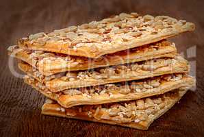 Stack of cereal cookies with seeds