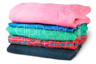 Stack Of Five Types Of Clothes Rotated