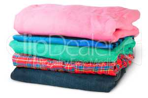 Stack Of Five Types Of Clothes Rotated