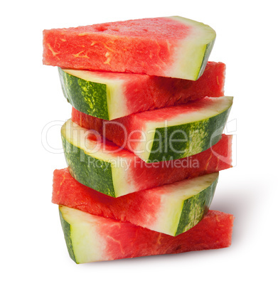 Stack of pieces red ripe watermelon