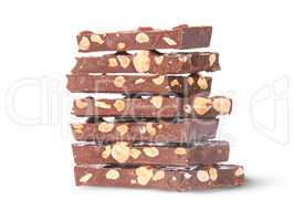 Stack of seven chocolate bars rotated