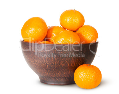 Tangerines In A Ceramic Bowl And One Near