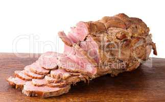 The Chopped Boiled Pork On Wooden Board