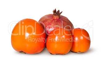 Three Persimmon And One Pomegranate Fruit