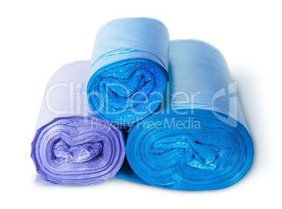 Three rolls of plastic garbage bags