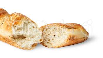 Two fresh French baguette piece