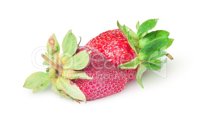 Two freshly strawberries rotated