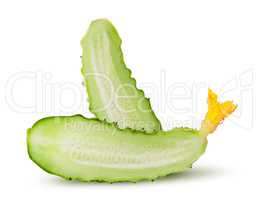 Two half of juicy green cucumber