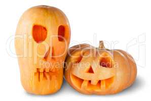 Two Jack O'Lantern Halloween Pumpkins