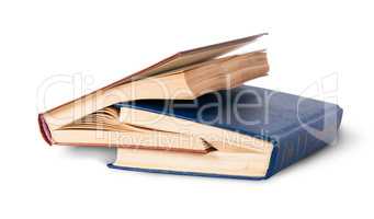 Two old books nested rotated