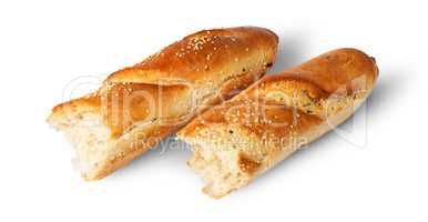 Two pieces of French baguette beside