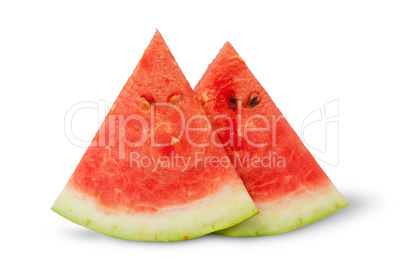 Two pieces of watermelon near