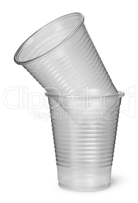 Two plastic cups each other