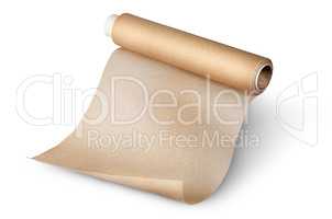 Unwound roll of parchment paper for baking