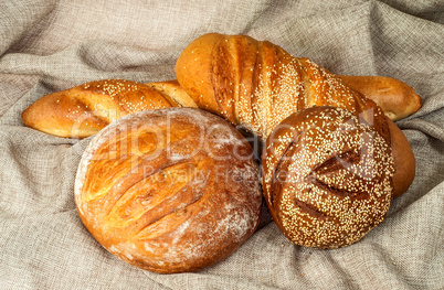 Various grades of bread in the middle of a sacking