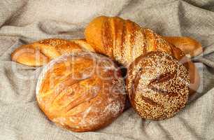 Various grades of bread in the middle of a sacking