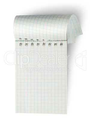 Vertical notebook with curled pages