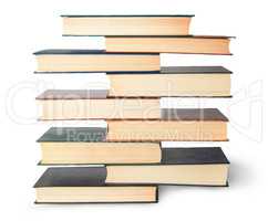 Vertical stack in old books top view