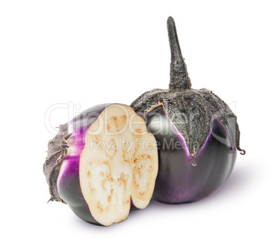 Whole and half round eggplant
