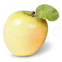 Yellow Apple With Green Leaf