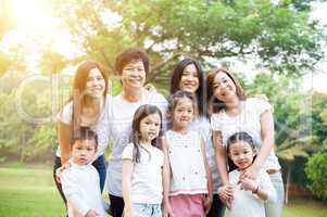 Group of Asian multi generations family