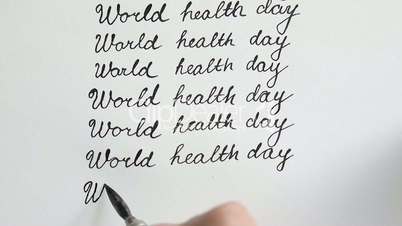 World health day calligraphy and lattering. Ninth line. Top view.
