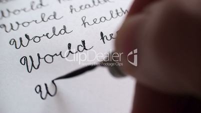 World health day calligraphy and lattering. Tenth line close-up whith audio