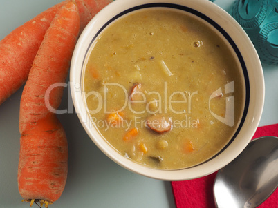 Traditional organic soup of peas