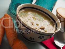 Traditional organic soup of peas