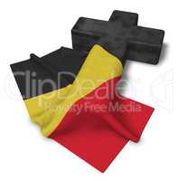 christliches kreuz und flagge von belgien