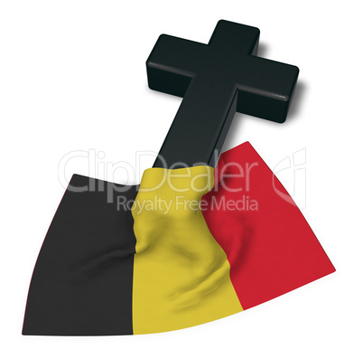 christliches kreuz und flagge von belgien