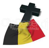 christliches kreuz und flagge von belgien