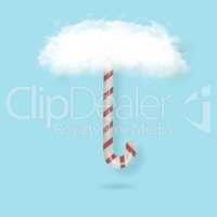 Candy cane with clouds