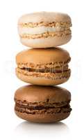 Caramel macarons isolated