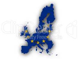 Karte und Fahne der EU auf altem Leinen